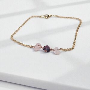 Millefiori Lampwork Glass Pink Quartz Stainless Steel Bracelet